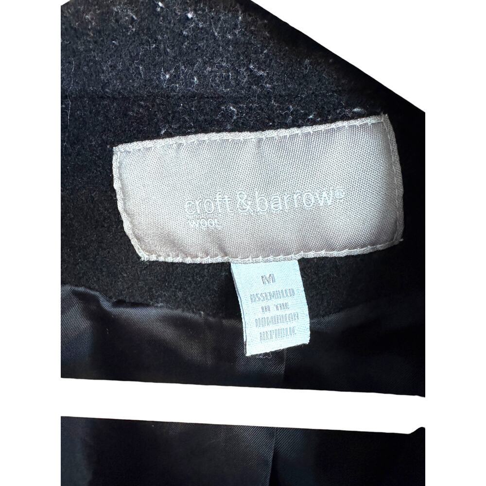 Croft & Barrow Women's Classic Black‎ Double-Breasted Wool Blend Pea Coat Medium - Picture 4 of 6
